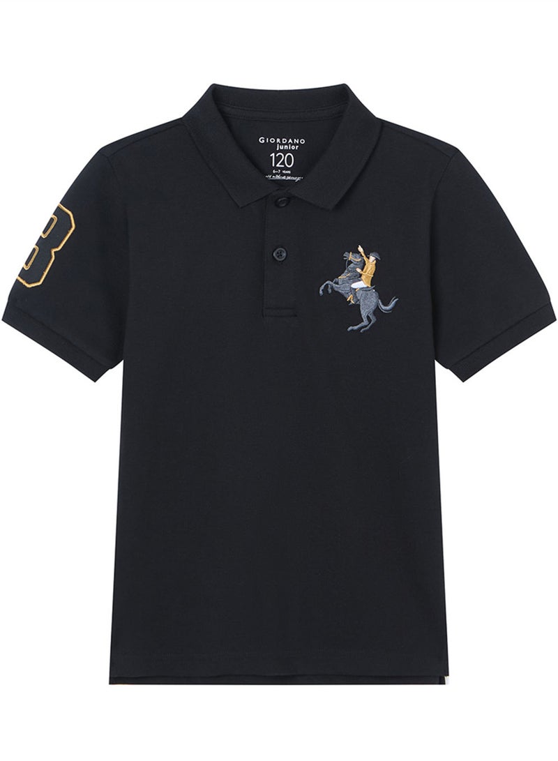 GIORDANO بولو قطن للأطفال مع تطريز نابليون - Image 1